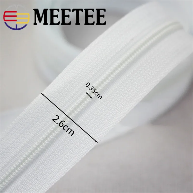 5 шт. Meetee 3 # белые нейлоновые молнии 1 метра двойные слайдеры с закрытым концом
