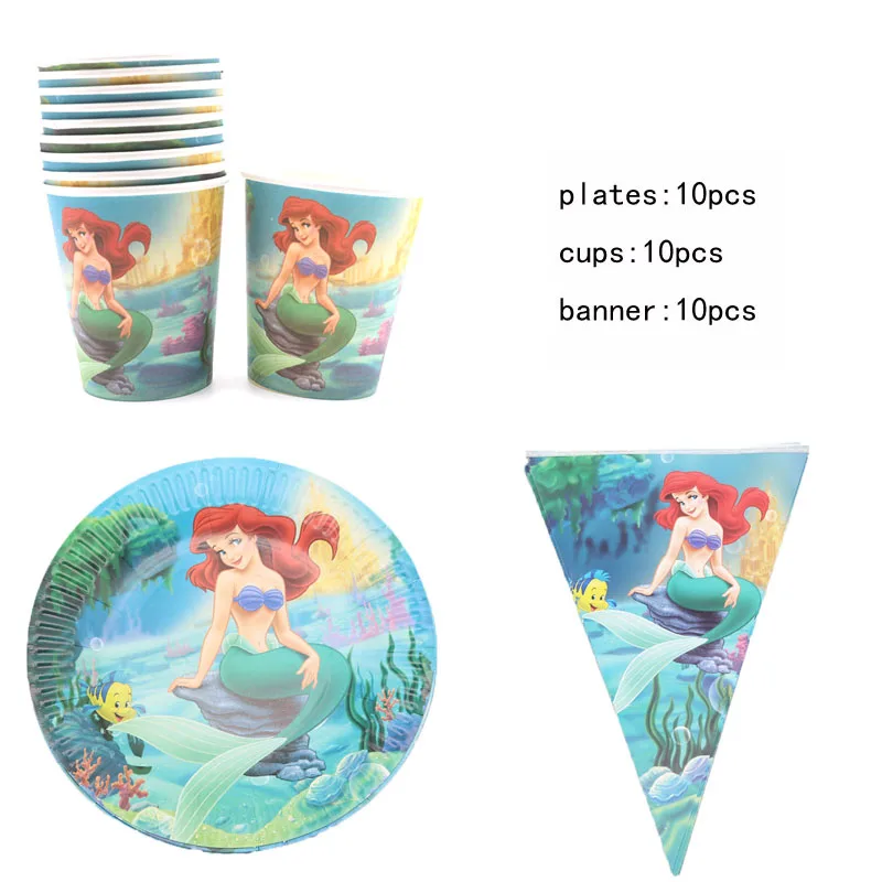 

Mermaid party supplies for Girls Wedding decoration birthday party decorations Christmas Paper Plates Disposable tableware