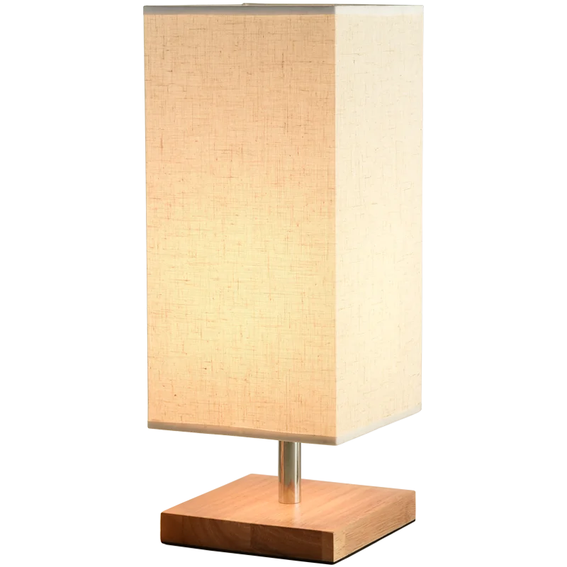 

Ins wind modern minimalist bedroom girl bedside lamps decorated Nordic solid wood study LED fabric table lamp