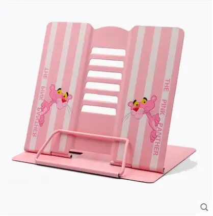 The Pink Panther 2 Kawaii Единорог Металлический регулируемый портативный держатель для книг для чтения складная подставка держатель книжная полка держатель для документов база канцелярские принадлежности - Color: The Pink Panther 2