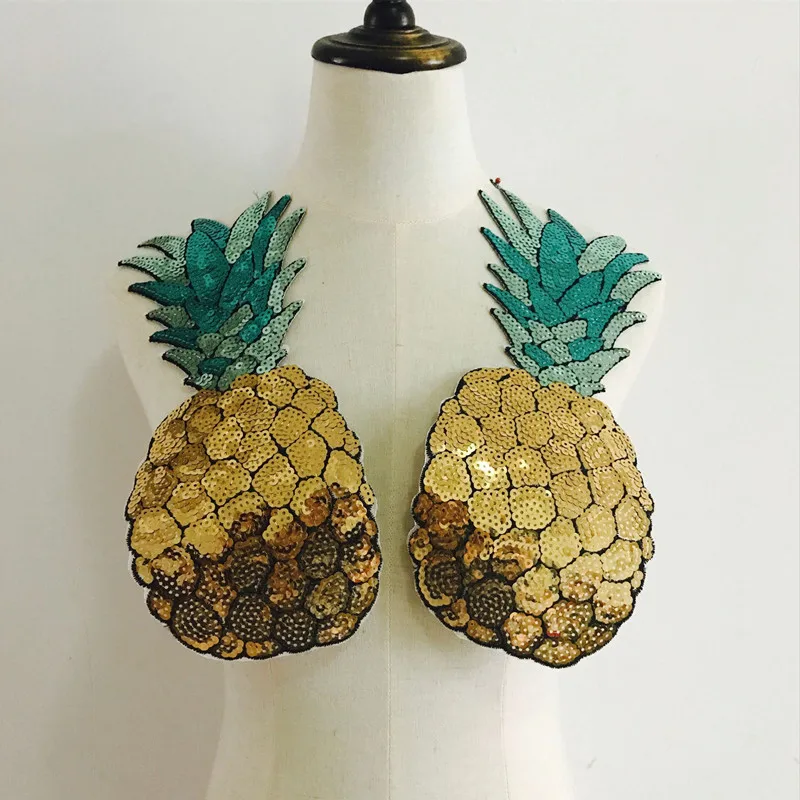 1 шт. нашивки с блестками большой мотив аппликация ананасы для одежды аксессуары