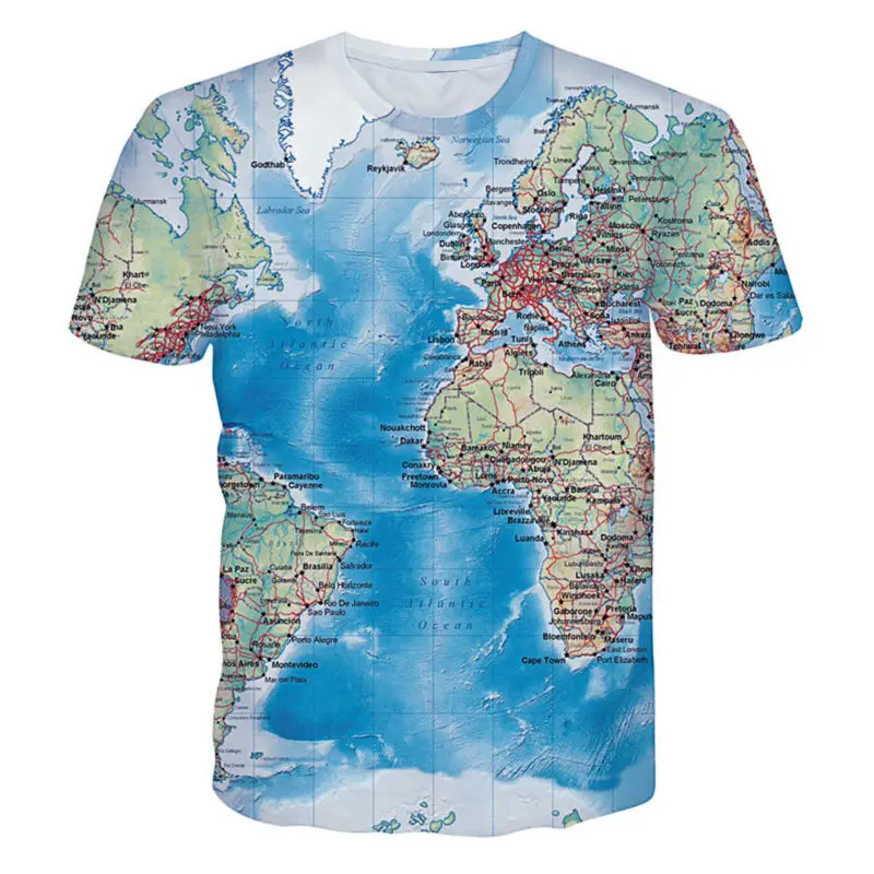 

Cool 3D Printed T-shirts World Map Graphic Tshirt Homme Summer Short Sleeve Tops New Arrival O-neck Fashion Comfortable Tees