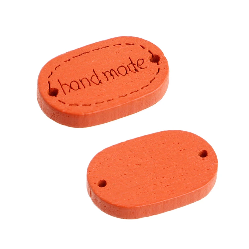 100 шт./упак. 2 отверстия деревянные пуговицы ручной работы логотип шитье