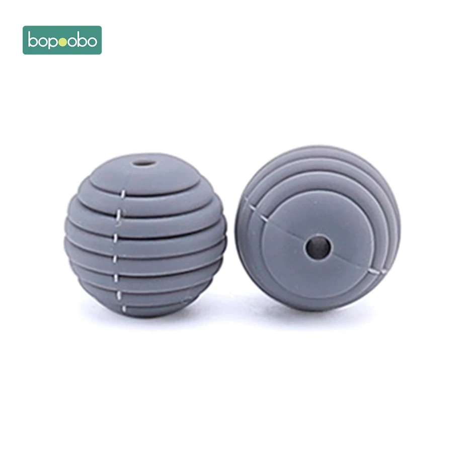Deep Gray Bopoobo силиконовые спиральные бусины 20 шт 15 мм Силиконовая Круглая DIY аксессуары для кормящих ювелирных изделий сотовые бусины BPA Бесплатный Детский Прорезыватель - Цвет: Deep Gray