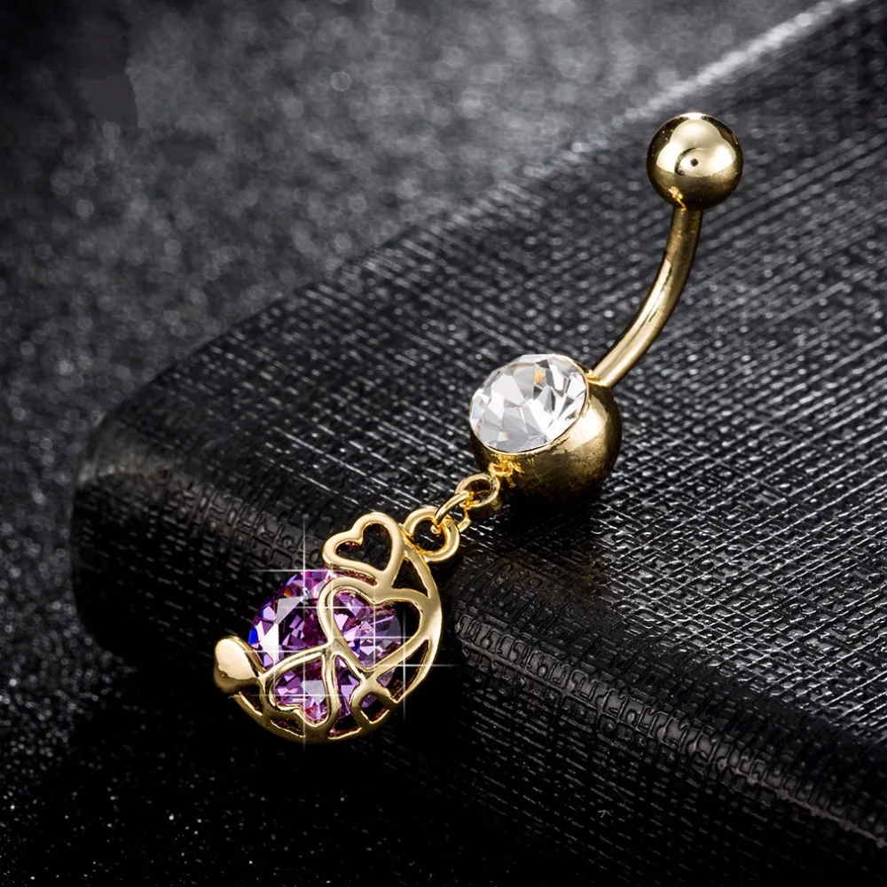 1PC Medical Steel Belly Button Rings Crystal Hollow Heart Piercing Navel Sex Body Jewelry Pircing | Украшения и аксессуары