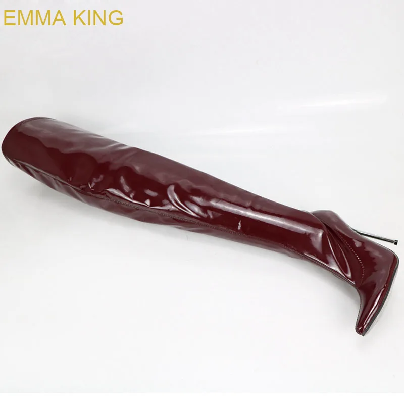 EMMA KING/серебристые женские зимние сапоги на высоком каблуке-шпильке из