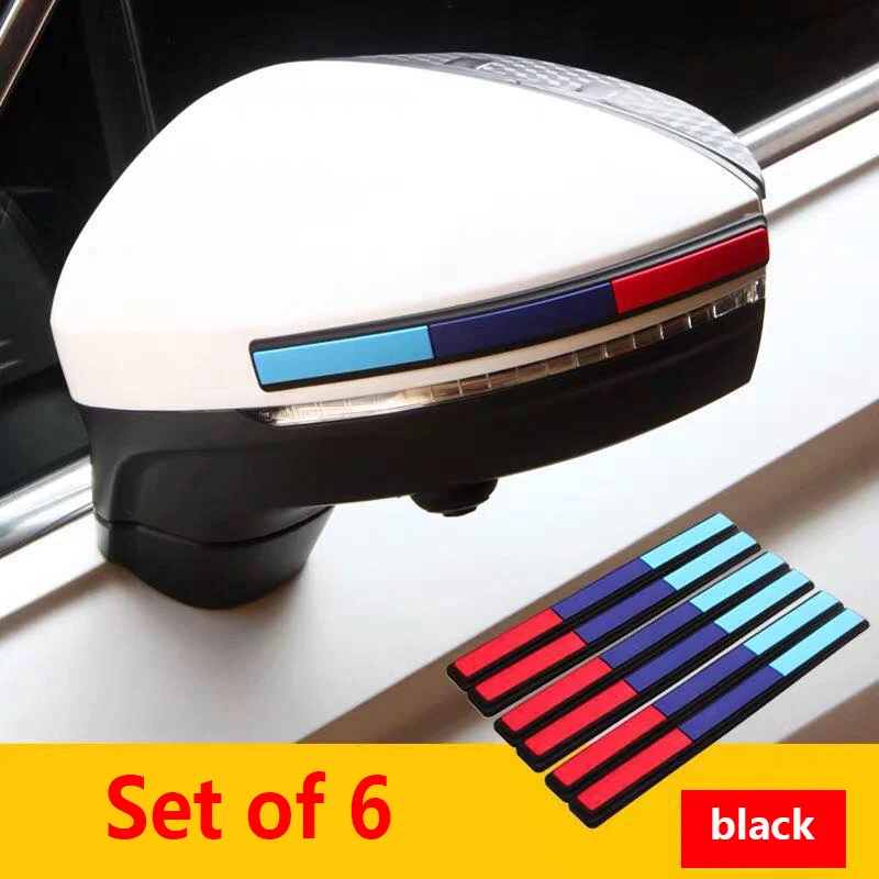 Type 1-Black-6PCS Для Volkswagen Tiguan зеркало заднего вида, наклейка на бампер, против царапин, Полоска, защита края, защита для автомобиля, Стайлинг, зеркала заднего вида - Название цвета: Type 1-Black-6PCS