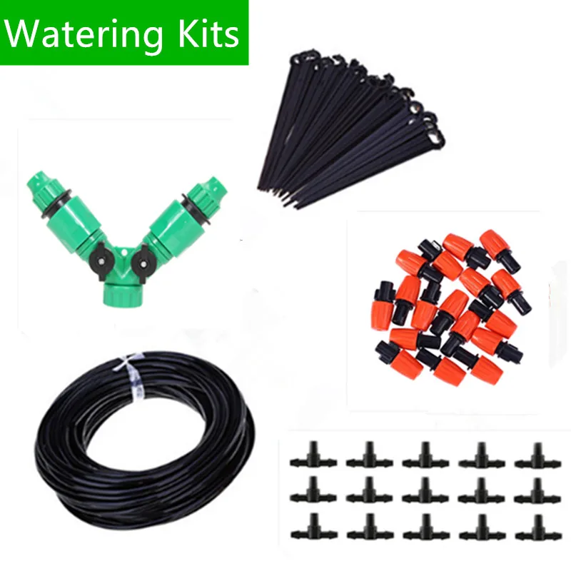 

30m Misting Sprinkler Automatic Micro Drip Irrigation Timer Garden Irrigation Spray Self Watering Kits Adjustable Dripper BX01