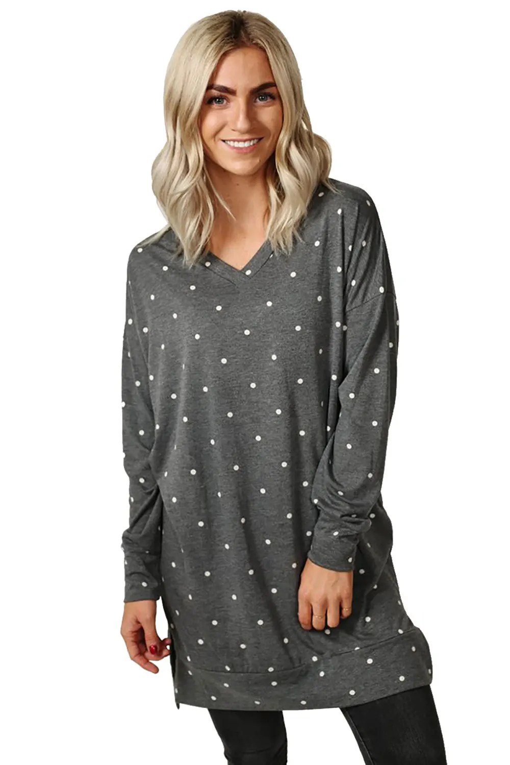 2018 осень и зима Сексуальная v-образным вырезом Повседневная Свободная футболка с