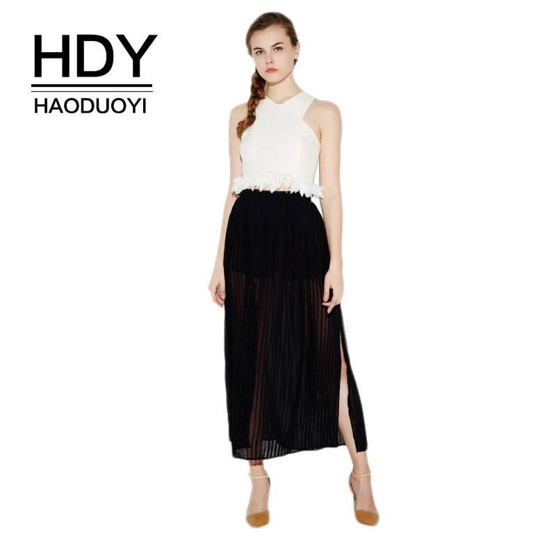 Женские шифоновые футболки HDY Haoduoyi с открытыми плечами без рукавов на молнии |