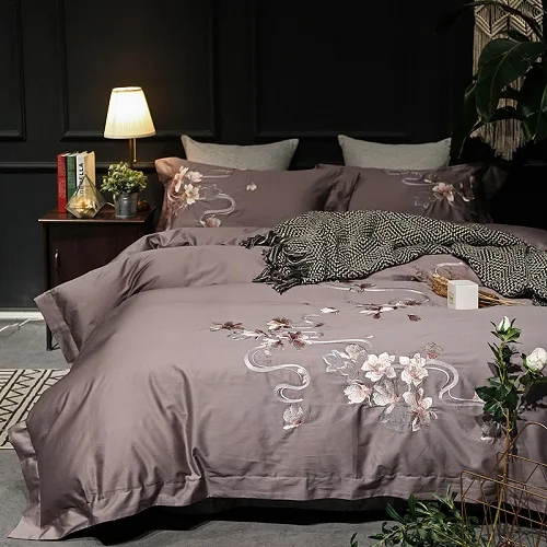 bedding set 2 Роскошный Египетский хлопок queen King size Постельный набор серый коричневый комплект постельного белья простыня пододеяльник parrure de lit Juego de cama - Цвет: bedding set 2