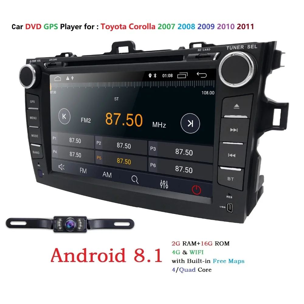 Hizpo Android 8 1 автомобильный Радио плеер для Toyota Corolla 2007 2008 2009 2010 2011 Автомобильный DVD gps