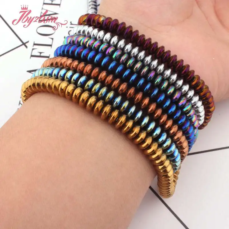 Гладкие Круглые гематитовые бусины 3x6 мм не магнитные из натурального камня для ожерелья браслета