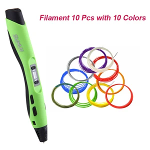 Green-10pcs-ABS-5M 3D ручка печать SL-300A Интеллектуальный 100 м 20 шт ABS низкой температуры 3D ручки нити DIY живопись игрушки Рисунок подарок - Цвет: Green-10pcs-ABS-5M