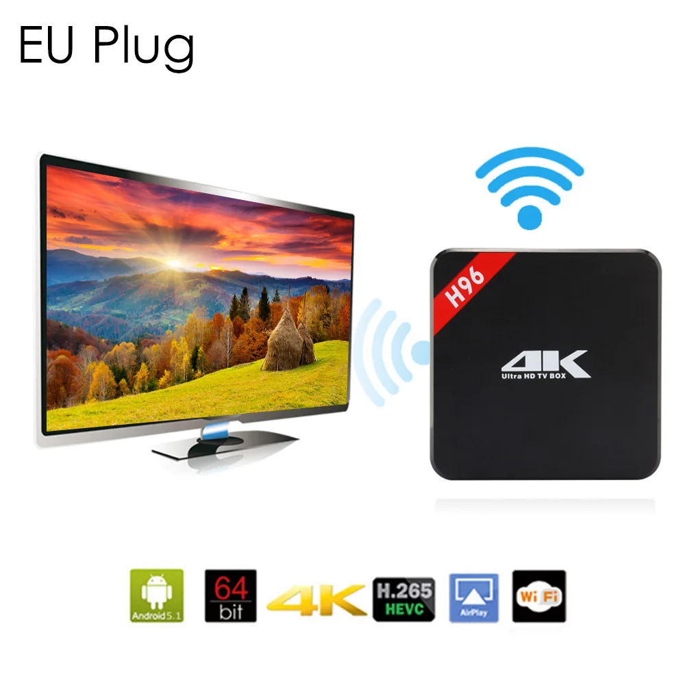 Clearness H96 TV Box Amlogic S905 Quad Core 64Bit Android 5.1 Smart HD Media Player 1GB 8GB 2.4GHz WiFi | Электроника