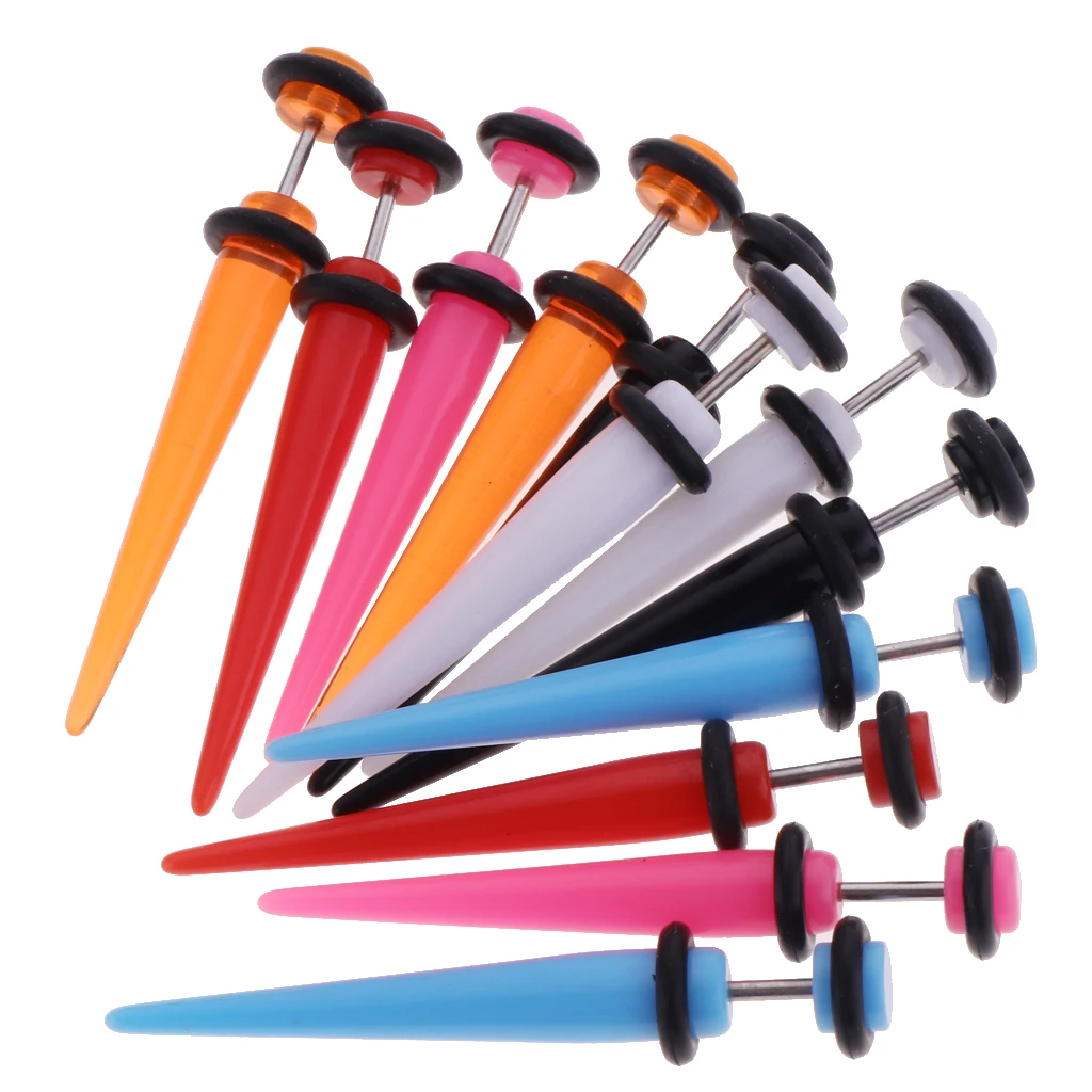 6 Pairs Assorted Acrylic Fake Tapers Earrings Set Stainless Steel Stud Illusion Cheater Faux Gauges Jewelry | Украшения и
