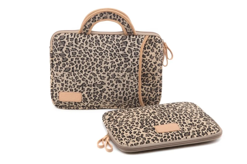 Леопардовый чехол Lisen для ноутбука с ручкой MacBook / HP ASUS Acer Dell Toshiba Lenovo