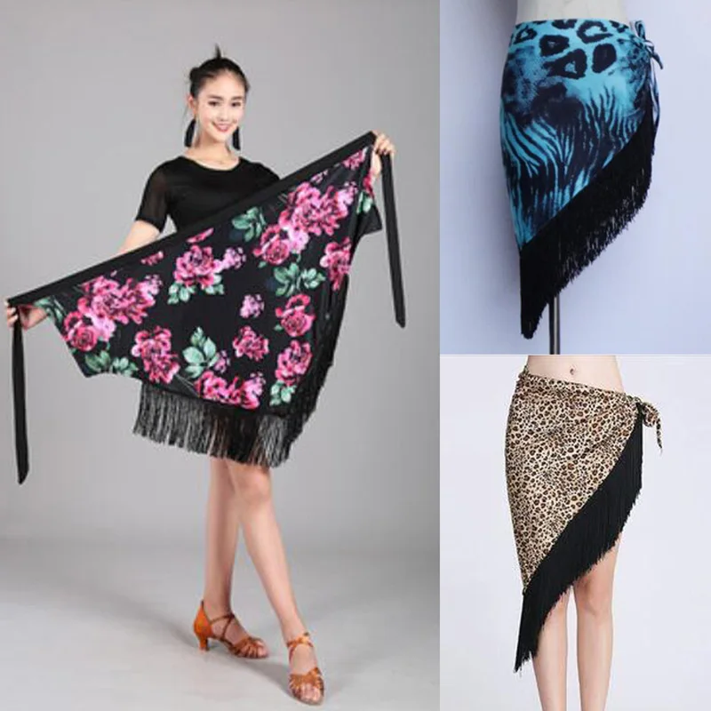 

Latin Tassel Dance Dress Women High Quality Daily Practice Dance Skirt Adult Cheap Printing Tassel Latin Small Apron