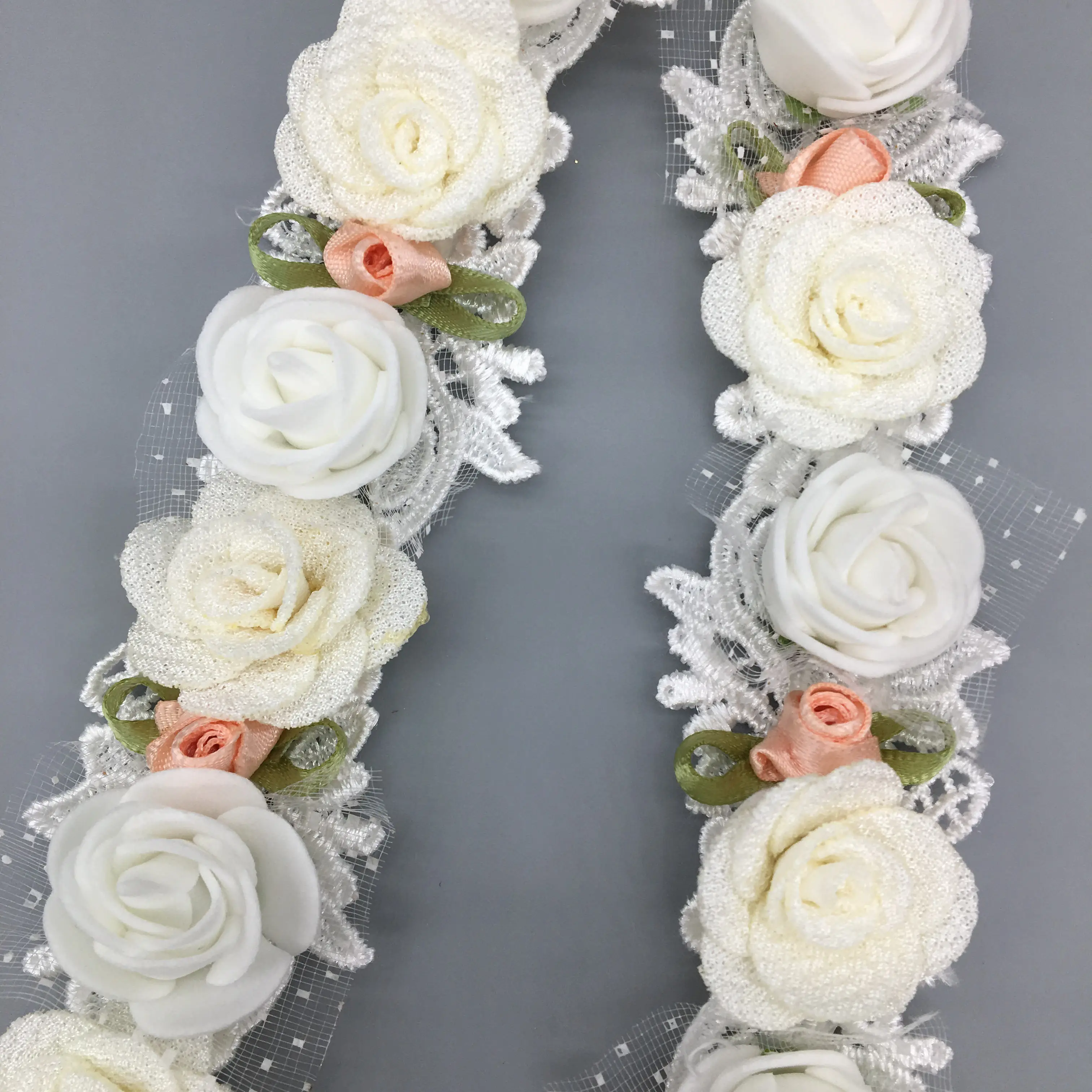 10X 3D пена роза цветок вышитое Африканское кружево обрезанная лента из ткани шитье