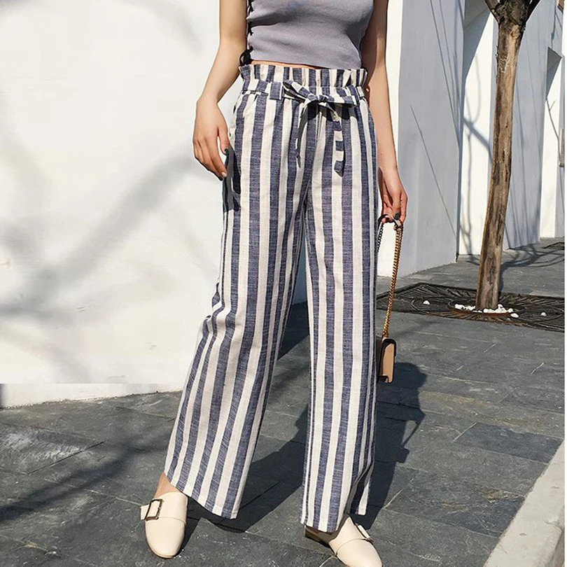 Szykowny Высокая Талия Повседневное брюки капри Для женщин нижней пояса свободные