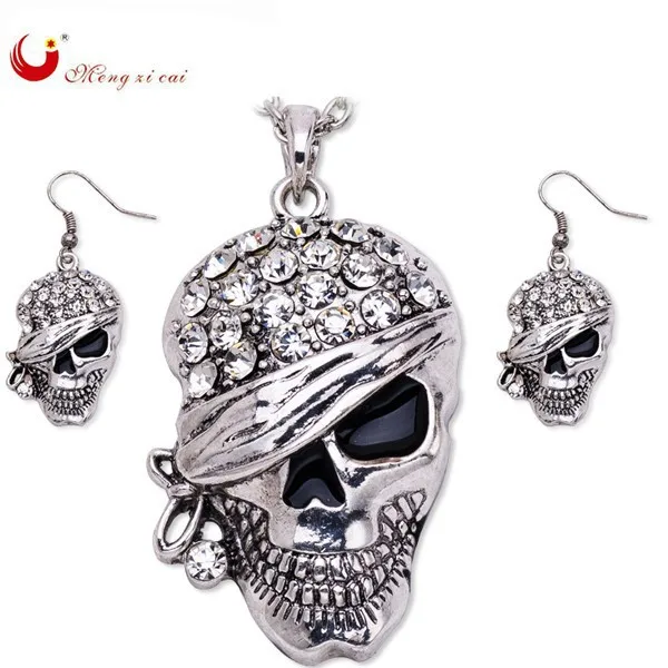 Панк Рок Череп со стразами ожерелье мужское колье Femme Max Colar Masculino Neckless мужские массивные Этнические женские ожерелья - Окраска металла: Имитация родиевого покрытия