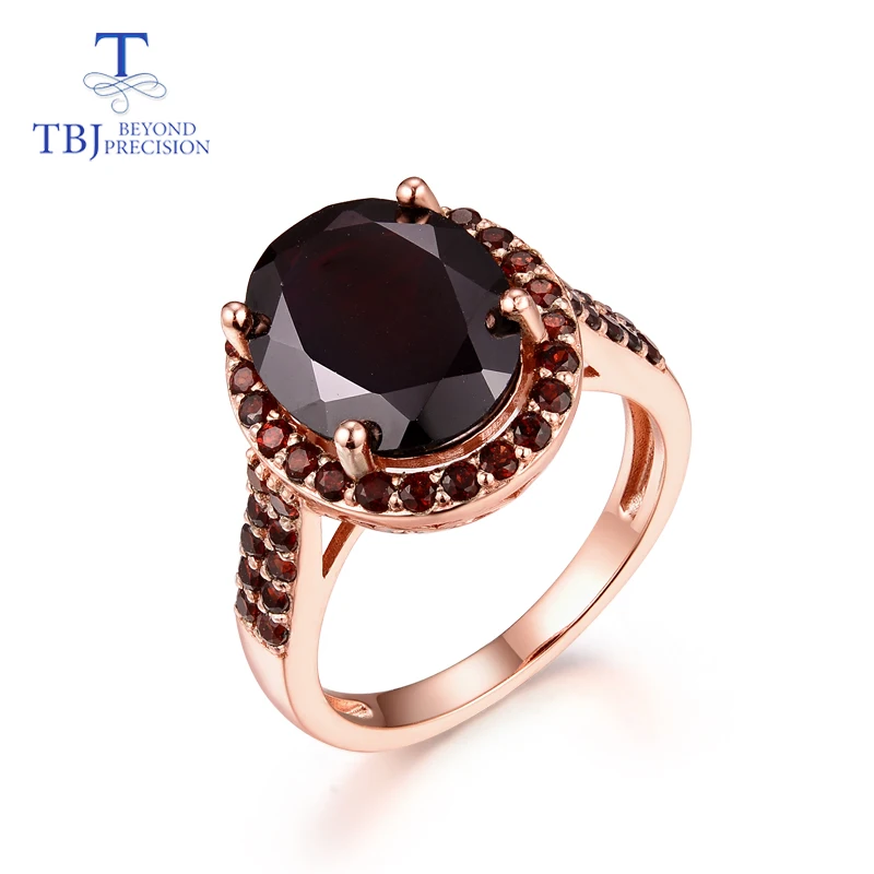 Natural gemstone black garnet ring sterling silver 925 ring classic style suitable for lady engagement & daily wear fine jewelry