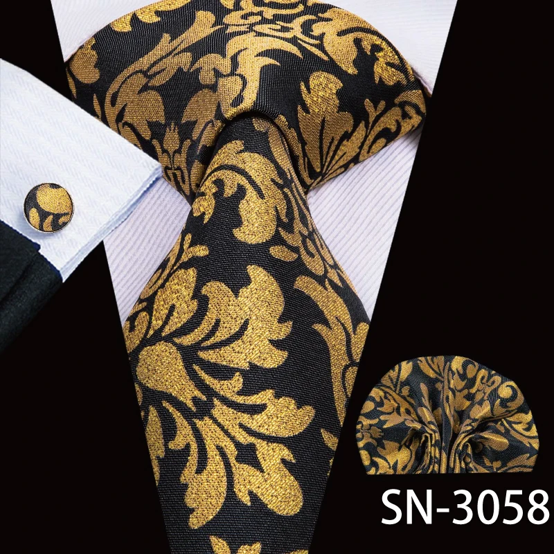 SN-3058 Hi-Tie роскошные шелковые коричневые галстуки с цветочным узором пейсли для мужчин набор галстуков и носовых платков модные дизайнерские деловые свадебные мужские галстуки - Цвет: SN-3058