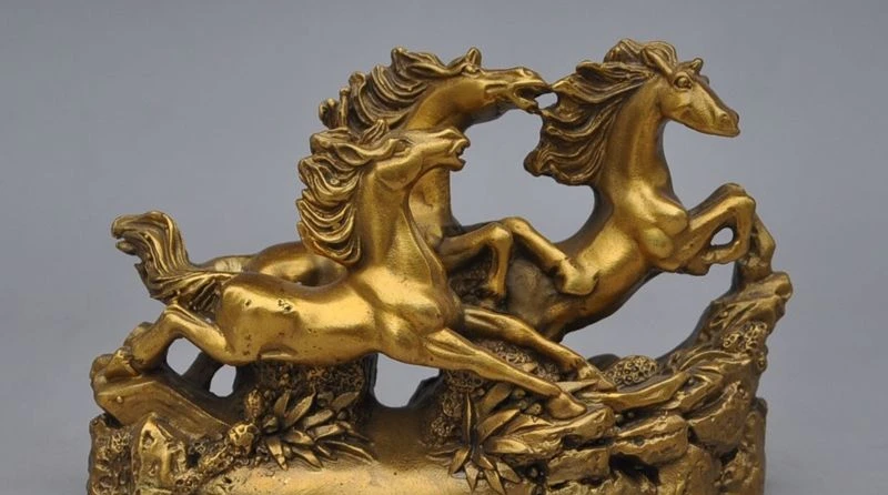 Фото 6"chines copper brass fengshui 3 Gallop Horse Success Auspicious lucky statue Дом и сад 6"chines copper brass fengshui 3 Gallop Horse Success Auspicious lucky statue Дом и сад