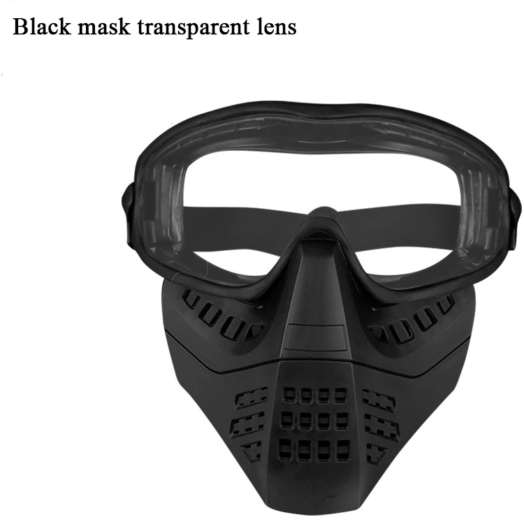 bk mask trasparent Наружные охотничьи маски для стрельбы съемные тактические маски CS шлем версия и повязка на голову версия ВОЕННАЯ страйкбольная маска с очками - Цвет: bk mask trasparent