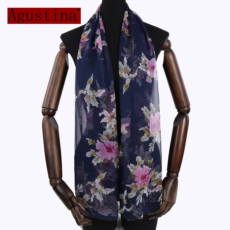 Шелковые 100% летние шарфы с цветами высокое качество шаль для девушек модный