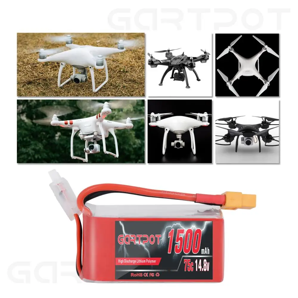 Аккумулятор GARTPOT 1500 мАч 14 8 в lipo fpv 2 блока аккумулятор 75C Lipo для Дронов 4S drone с XT60