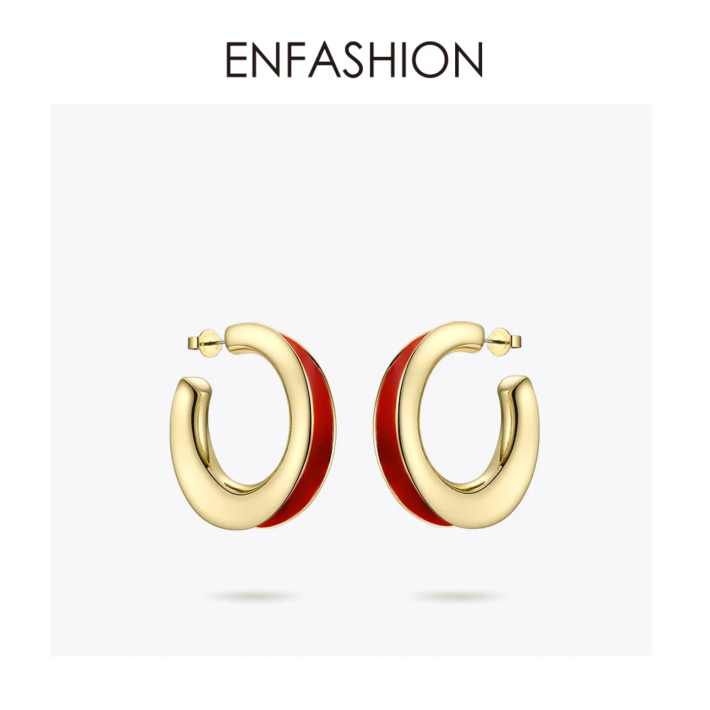 Женские круглые серьги Enfashion красные витые кольца украшения для праздника