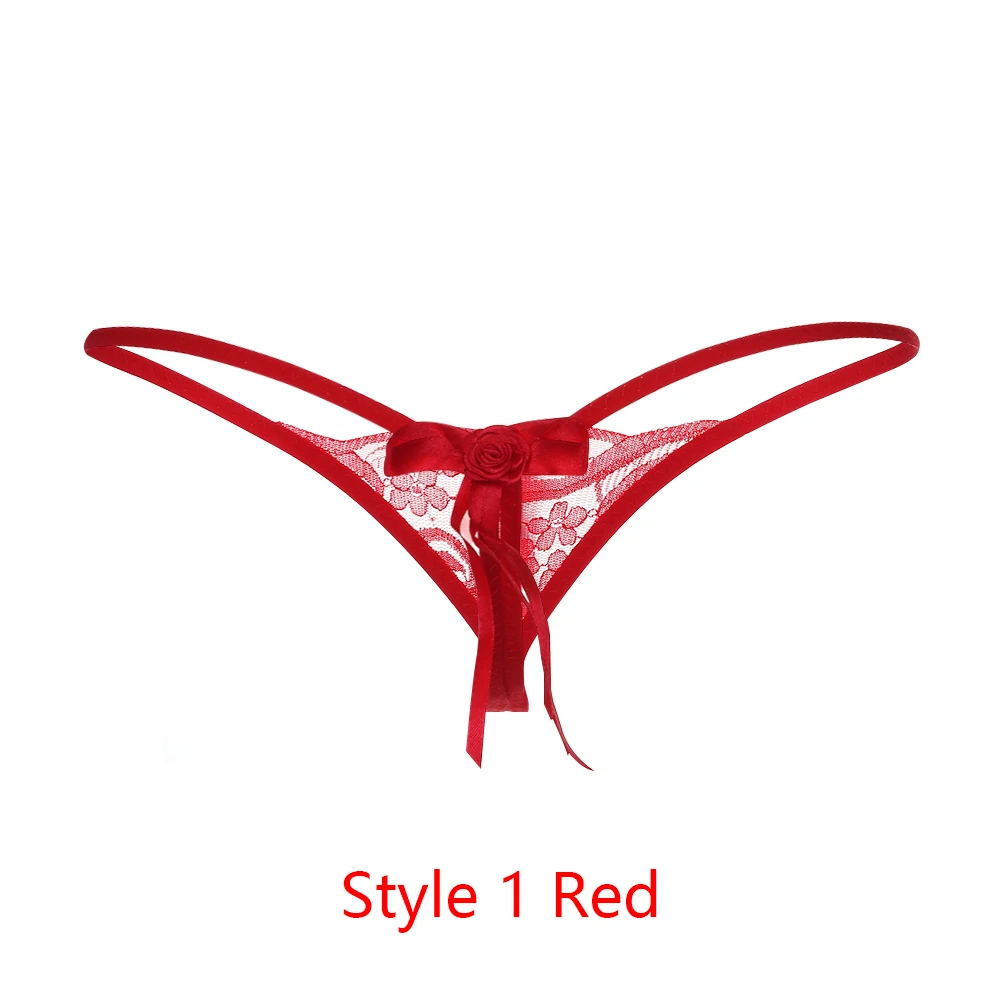1-Red Новинка, сексуальные эротические стринги, женские трусики, нижнее белье, жемчужное кружево, цветочный рисунок, сексуальное нижнее белье, низкая талия Бесшовные трусы, нижнее белье - Цвет: 1-Red