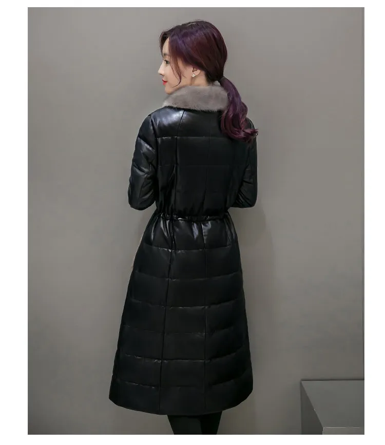 Пальто с меховым воротником KMETRAM зимняя куртка 2020 Женская Длинная кожаная
