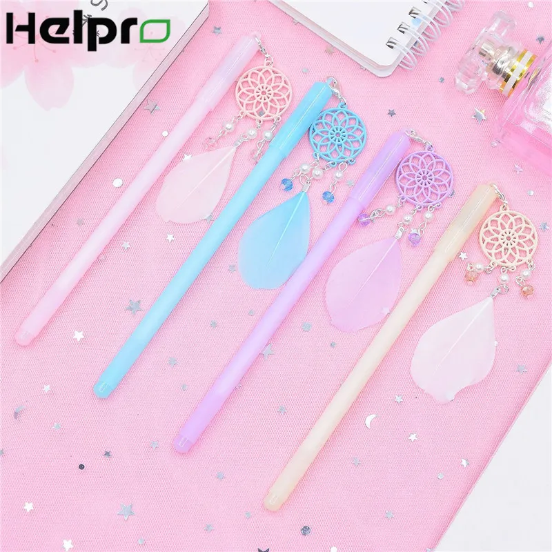 Helpro 1 шт. креативная перьевая перламутровая подвеска гелевая ручка Kawaii черные