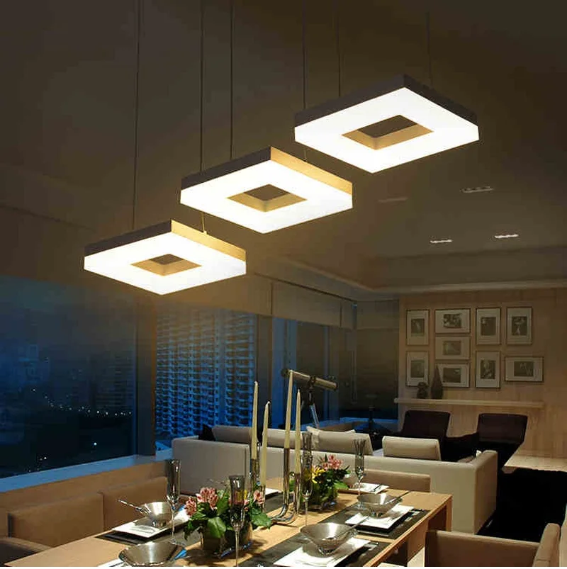 

Modern led pendant lights for dining room living room Acrylic Aluminum Rectangle Design led pendant lamp fixtures AC110-240V
