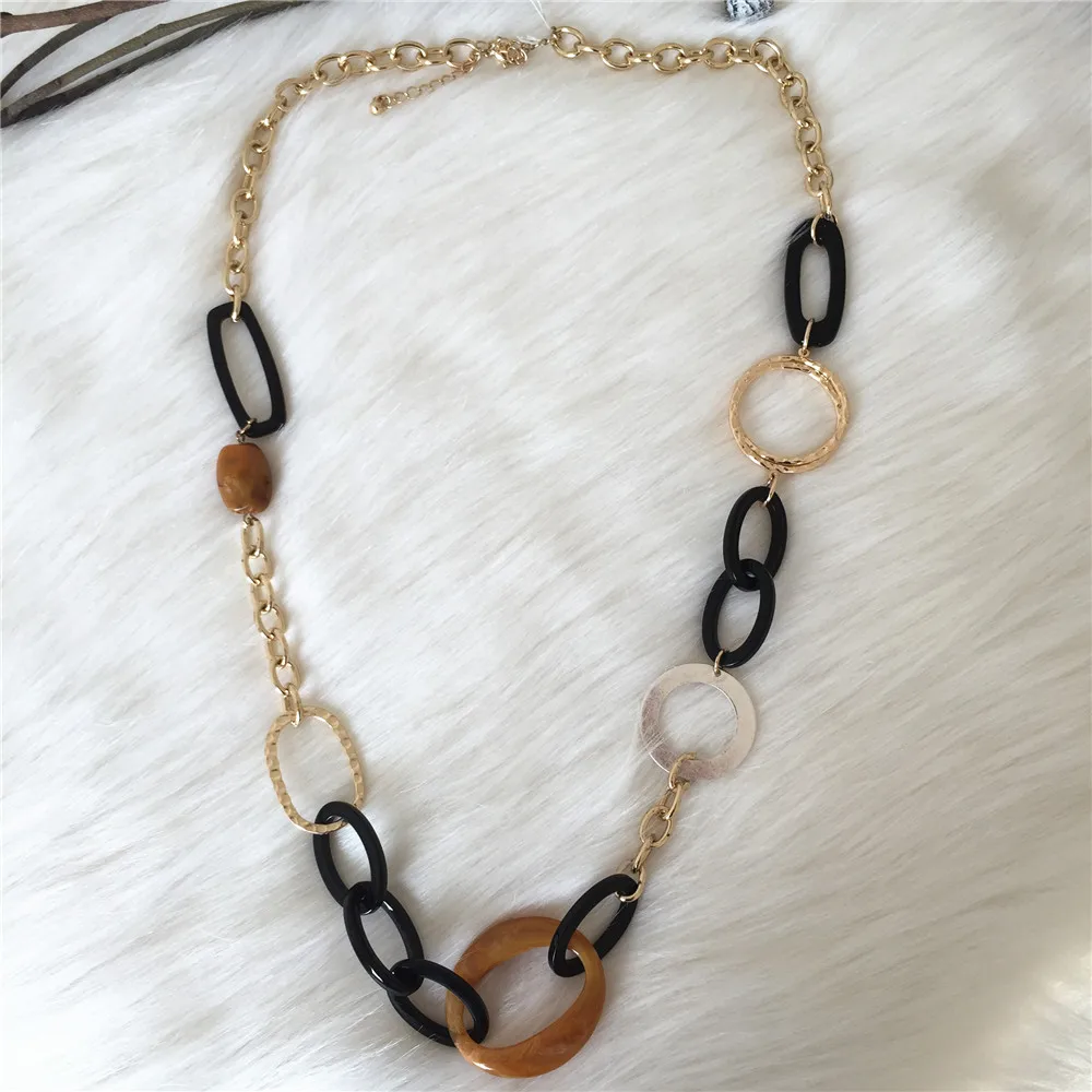 FASHION JEWELRY CASUAL GOLD COLOR PLATING CIRCLE LINKED LONG NECKLACE FOR WOMEN | Украшения и аксессуары
