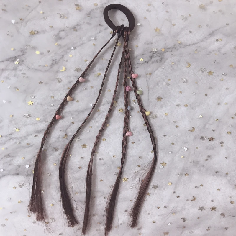 Lovely Heart Wig Ring Elastic Hair Bands Rope Girls Ponytail Holder Rubber Scrunchies Headwear Accessories | Аксессуары для одежды