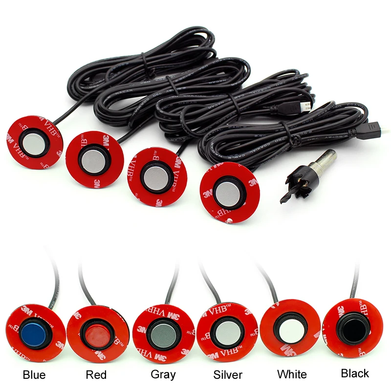 Парктроник с датчиком парковки 4 шт. черный серебристый белый синий красный 13 мм