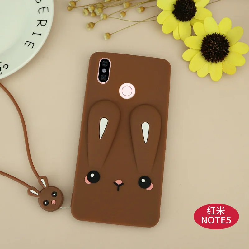 Мультяшный чехол сo шнуром для Xiaomi Redmi Note 5 чехол мягкий TPU силиконовый чехол-накладка Бампер Защитный ковер