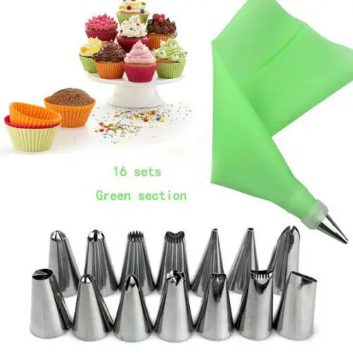 Лимит 100 Силиконовые DIY Кондитерские мешки для торта + 14 наборы насадок
