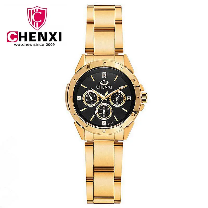 CHENXI влюбленные кварцевые часы для женщин и мужчин золотые наручные лучший бренд