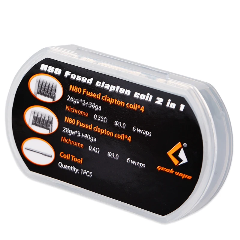 Оригинальная нагревательная катушка 2 в 1 GeekVape N80 Fused Clapton для атомайзера RDA/RTA/RDTA DIY