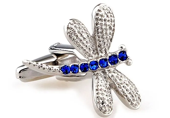 IGame металлические запонки синий кристалл стрекоза дизайн новинка подарок для