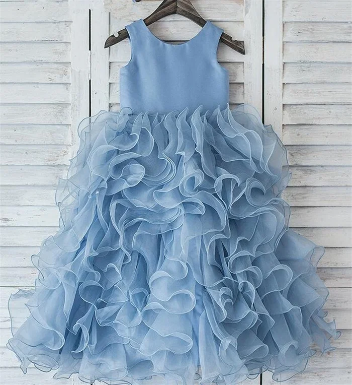 Новые Свадебные Платья с цветочным узором для маленьких девочек детское платье