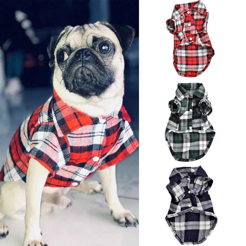 Летняя одежда для собак модная клетчатая рубашка кошек и жилет маленьких
