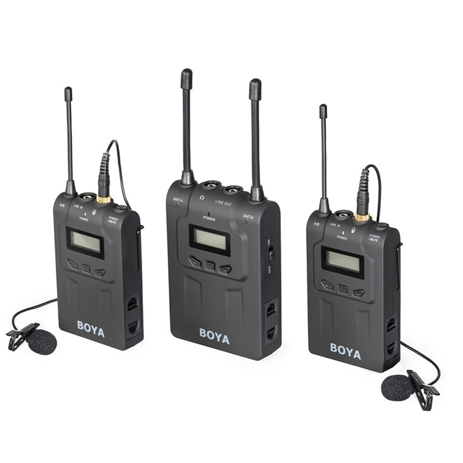 BOYA BY-WM8 UHF Dual Беспроводной петличный микрофон Systerm Lav интервью Mic 2 Передатчики 1 приемник для DSLR видео Камера