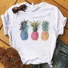 Женская футболка с ананасом и фруктами, модная повседневная футболка с графическим рисунком, каваи