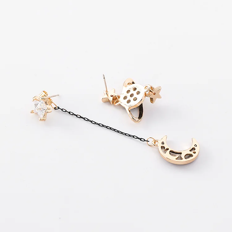 2018 Модные Винтажные Асимметричные стразы звезда Луна и Вселенная серьги