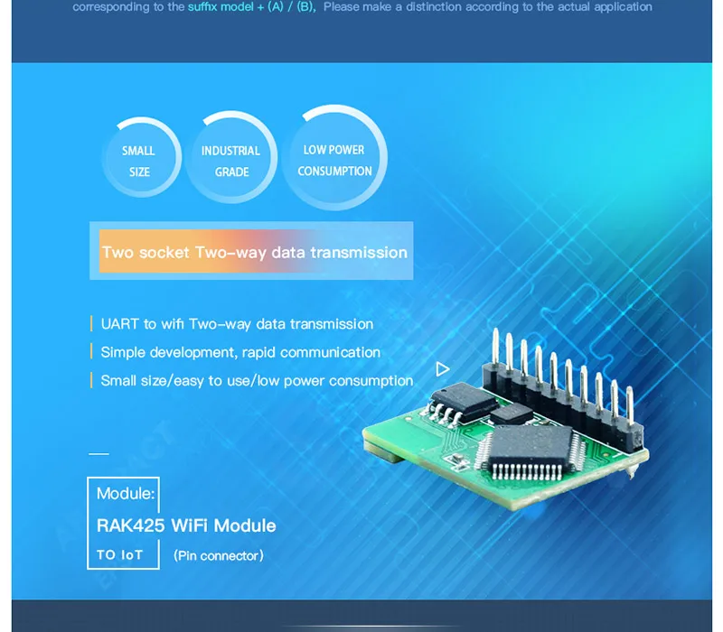 RAK425 беспроводной UART серийный wifi модуль для IoT низкая мощность крошечного размера контактный разъем промышленного класса интегрированный TCP IP ProtocolQ124